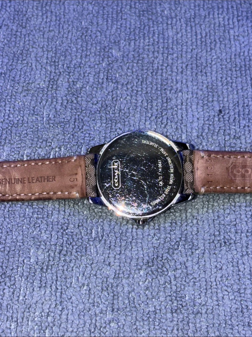 Coach Pink Dial Signature Logo Leather Strap Watch